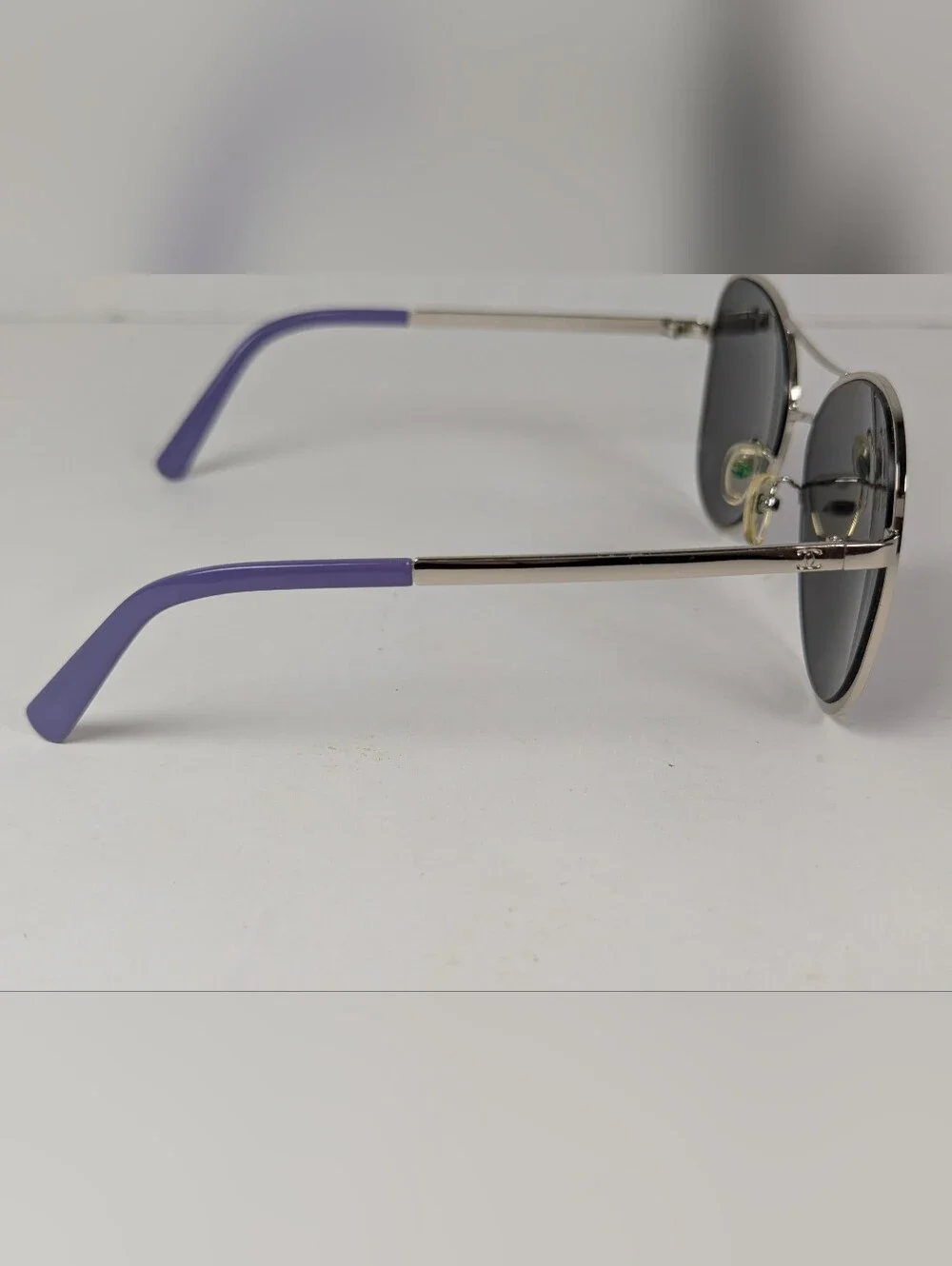 Authentic VTG Y2K Chanel 4198-T Aviator Sunglasses Silver Purple Case &  Cloth